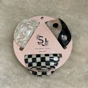 NWT Sincerly Jules Black and White Hair Clip Set